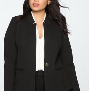 Eloquii Black Blazer The Ultimate Stretch One Button Blazer WOMENS Size 26